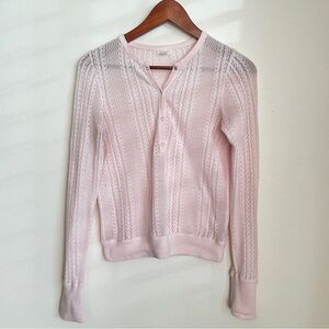 Y2K American Eagle Light Pink Henley Top Medium Thermal Button Down Spring